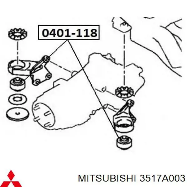 3517A003 Mitsubishi Bloco silencioso dianteiro de travessa de fixação de redutor dianteiro