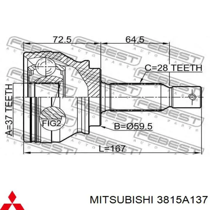 Semieixo (acionador) dianteiro esquerdo Mitsubishi 3815A137 preço, a partir de 144,55 USD
