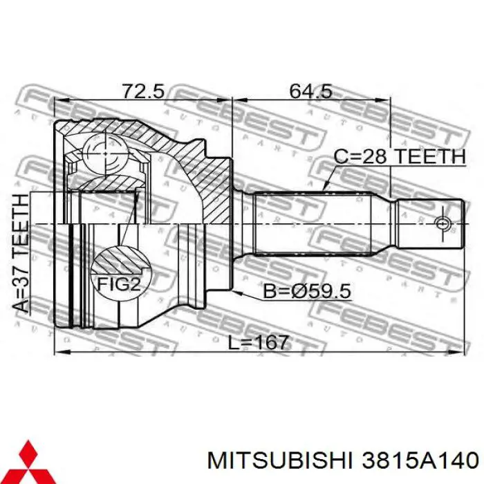 Compre 3815A140 Mitsubishi Semieixo (acionador) dianteiro direito