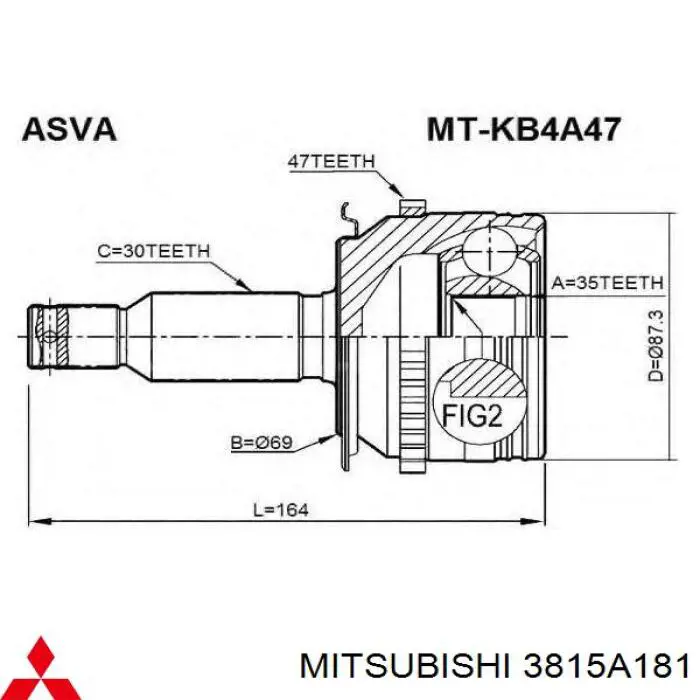 3815A181 Mitsubishi Junta homocinética externa dianteira