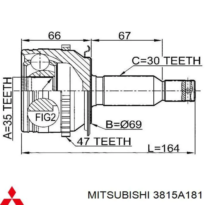 Junta homocinética externa dianteira Mitsubishi 3815A181 preço, a partir de 48,63 USD