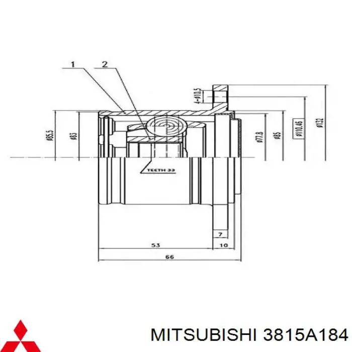 Junta homocinética interna dianteira direita Mitsubishi 3815A184 preço, a partir de 50,70 USD