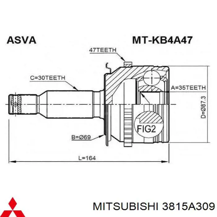Semieixo (acionador) dianteiro esquerdo Mitsubishi 3815A309 preço, a partir de 125,55 USD