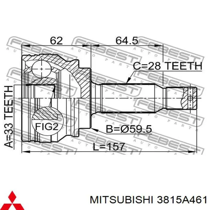 Semieixo (acionador) dianteiro esquerdo Mitsubishi 3815A461 preço, a partir de 131,77 USD
