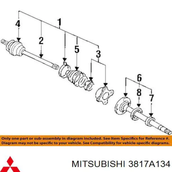 Compre 3817A134 Mitsubishi Bota de proteção externa de junta homocinética do semieixo dianteiro