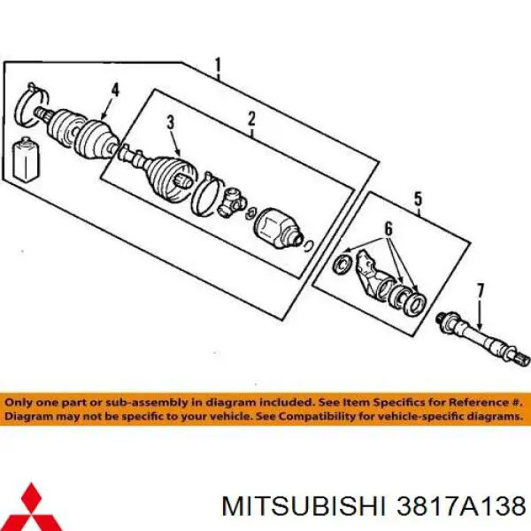 3817A138 Mitsubishi Bota de proteção interna de junta homocinética do semieixo dianteiro