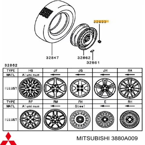 3880A009 Mitsubishi Porca de roda