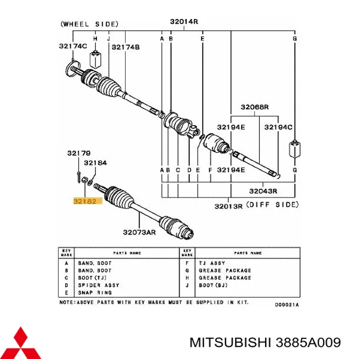 3885A009 Mitsubishi Porca de cubo dianteiro