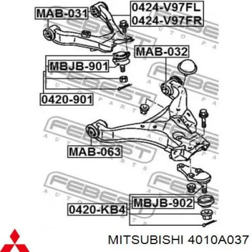 Braço oscilante superior esquerdo de suspensão dianteira Mitsubishi 4010A037 preço, a partir de 71,07 USD