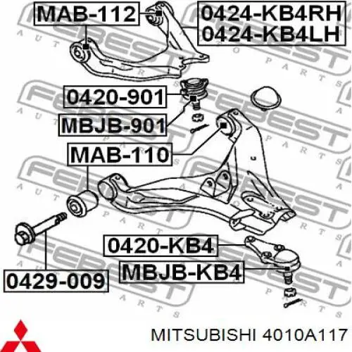 Compre 4010A117 Mitsubishi Braço oscilante superior esquerdo de suspensão dianteira