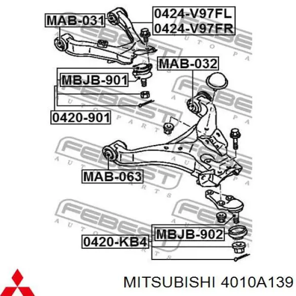 Compre 4010A139 Mitsubishi Braço oscilante superior esquerdo de suspensão dianteira