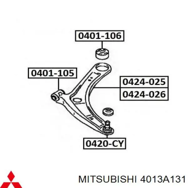 Compre 4013A131 Mitsubishi Braço oscilante inferior esquerdo de suspensão dianteira