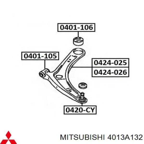 Braço oscilante inferior direito de suspensão dianteira Mitsubishi 4013A132 preço, a partir de 105,53 USD