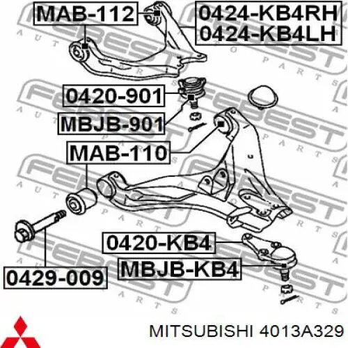 Compre 4013A329 Mitsubishi Braço oscilante inferior esquerdo de suspensão dianteira