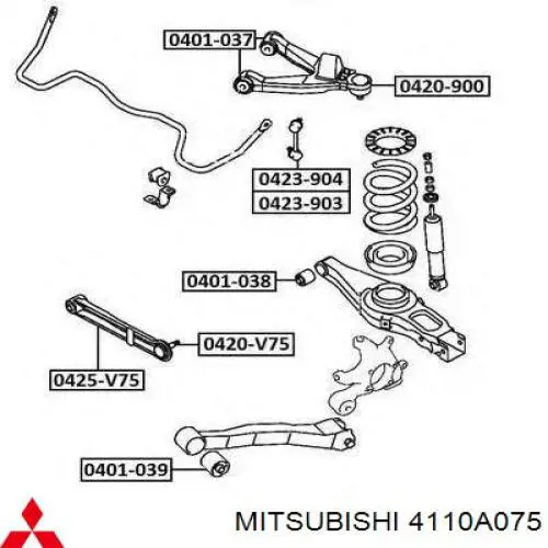 4110A075 Mitsubishi Braço oscilante superior esquerdo de suspensão traseira
