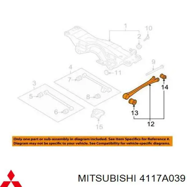 Barra transversal de suspensão traseira Mitsubishi 4117A039 preço, a partir de 42,58 USD