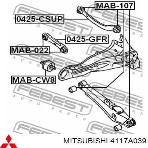 Compre 4117A039 Mitsubishi Barra transversal de suspensão traseira