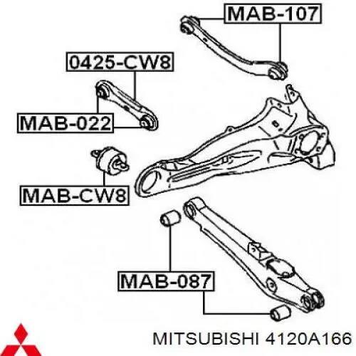 Compre 4120A166 Mitsubishi Bloco silencioso dianteiro de braço oscilante traseiro longitudinal