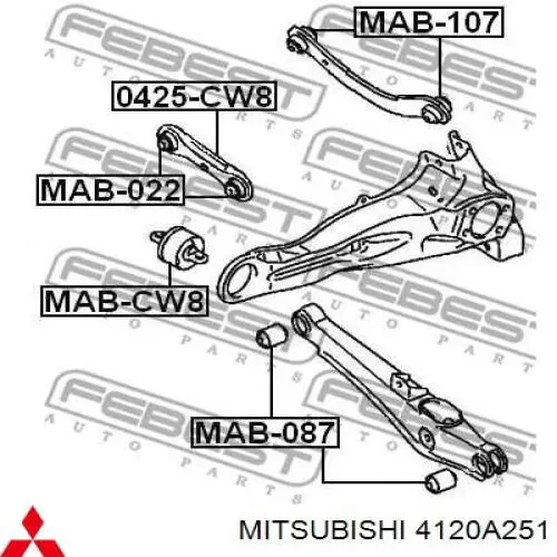 Bloco silencioso dianteiro de braço oscilante traseiro longitudinal Mitsubishi 4120A251 preço, a partir de 35,69 USD