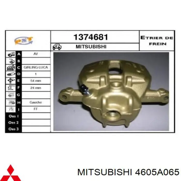 4605A065 Mitsubishi Suporte do freio dianteiro esquerdo