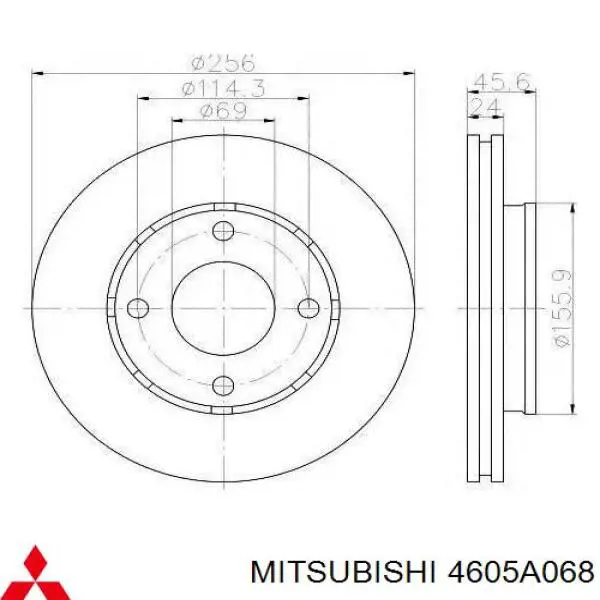 4605A068 Mitsubishi Disco do freio dianteiro