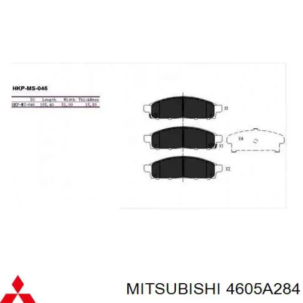 4605A284 Mitsubishi Sapatas do freio dianteiras de disco