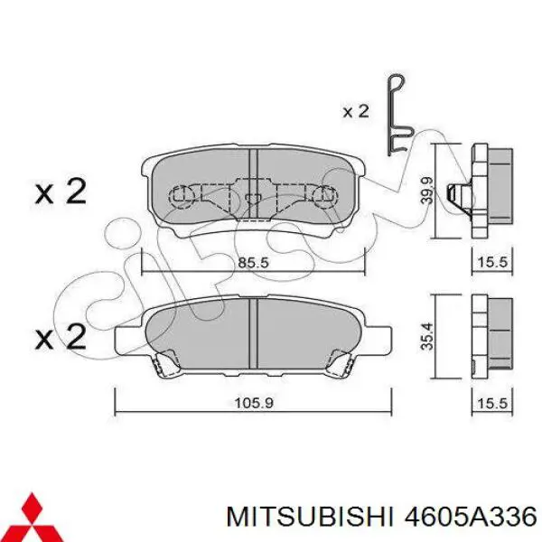 Sapatas do freio traseiras de disco Mitsubishi 4605A336 preço, a partir de 21,28 USD