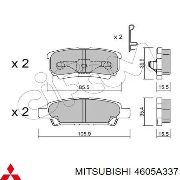 Sapatas do freio traseiras de disco Mitsubishi 4605A337 preço, a partir de 27,28 USD