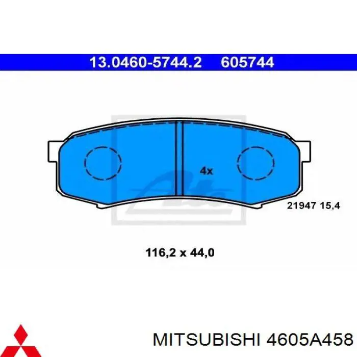 4605A458 Mitsubishi Sapatas do freio traseiras de disco