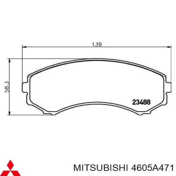 4605A471 Mitsubishi Sapatas do freio dianteiras de disco
