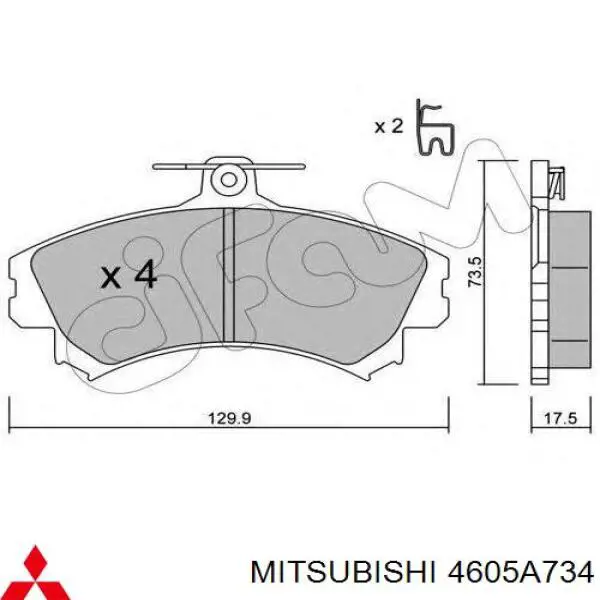 4605A734 Mitsubishi Sapatas do freio dianteiras de disco