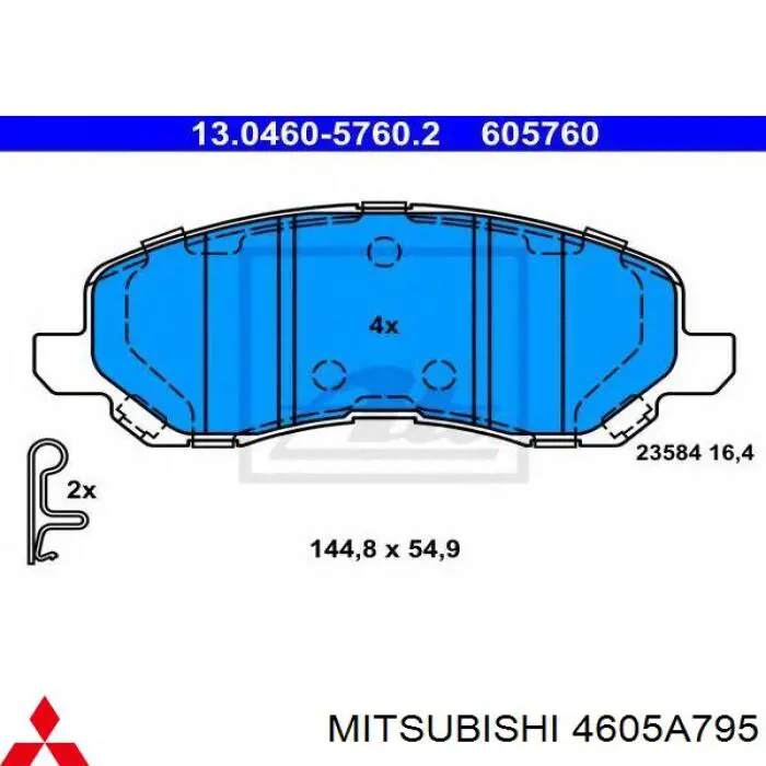 Compre 4605A795 Mitsubishi Sapatas do freio dianteiras de disco