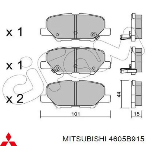 4605B915 Mitsubishi Sapatas do freio traseiras de disco