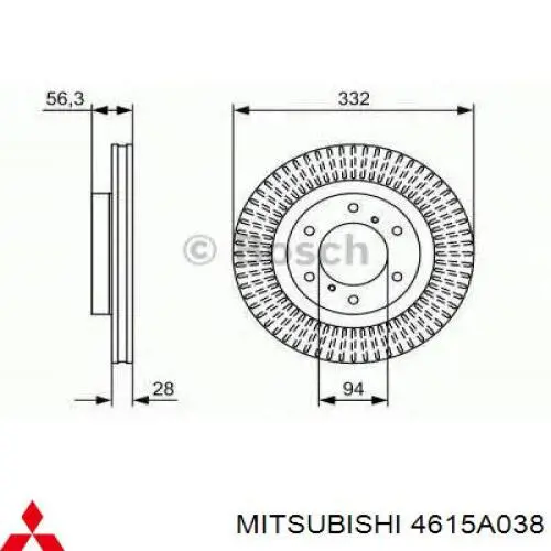 Disco do freio dianteiro Mitsubishi 4615A038 preço, a partir de 64,58 USD