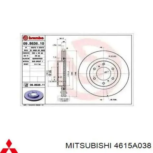 Compre 4615A038 Mitsubishi Disco do freio dianteiro