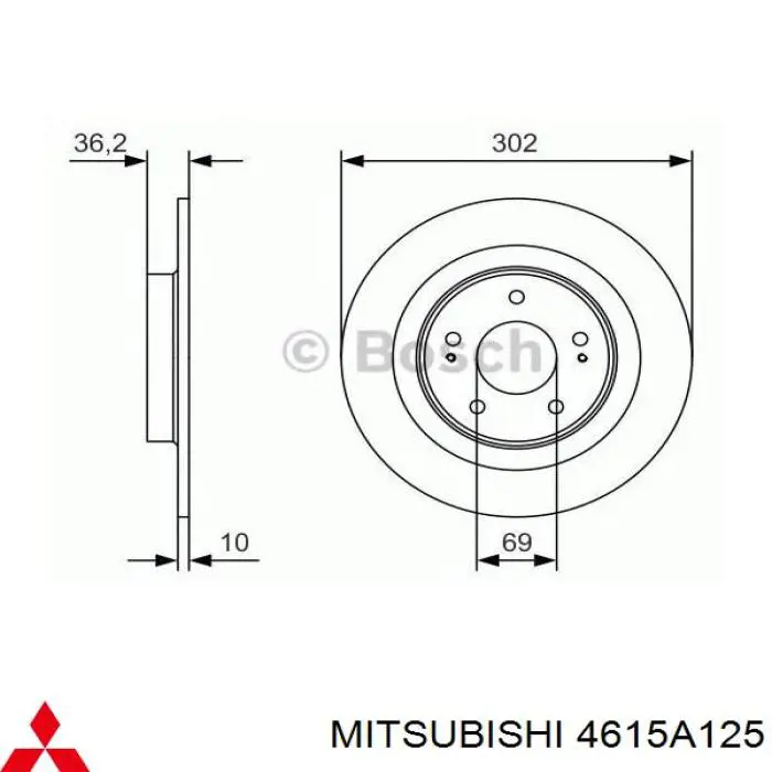 4615A125 Mitsubishi Disco do freio traseiro