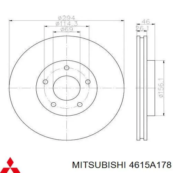 Disco do freio dianteiro Mitsubishi 4615A178 preço, a partir de 42,32 USD