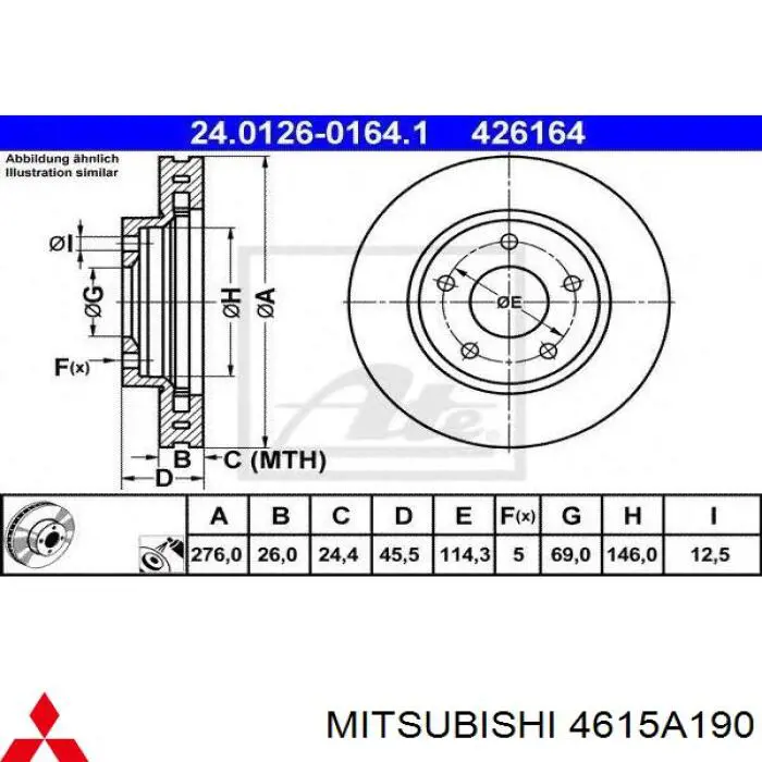 Disco do freio dianteiro Mitsubishi 4615A190 preço, a partir de 42,93 USD