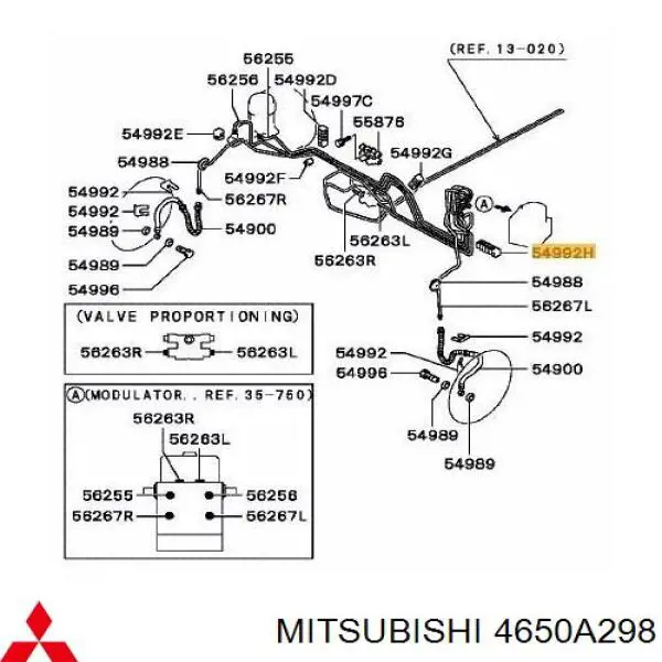 4650A298 Mitsubishi Braçadeira de tubo do freio