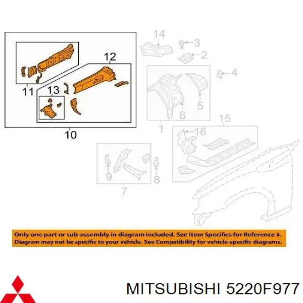Escudo protetor contra o barro de arco dianteiro do pára-lama Mitsubishi 5220F977 preço, a partir de 49,02 USD