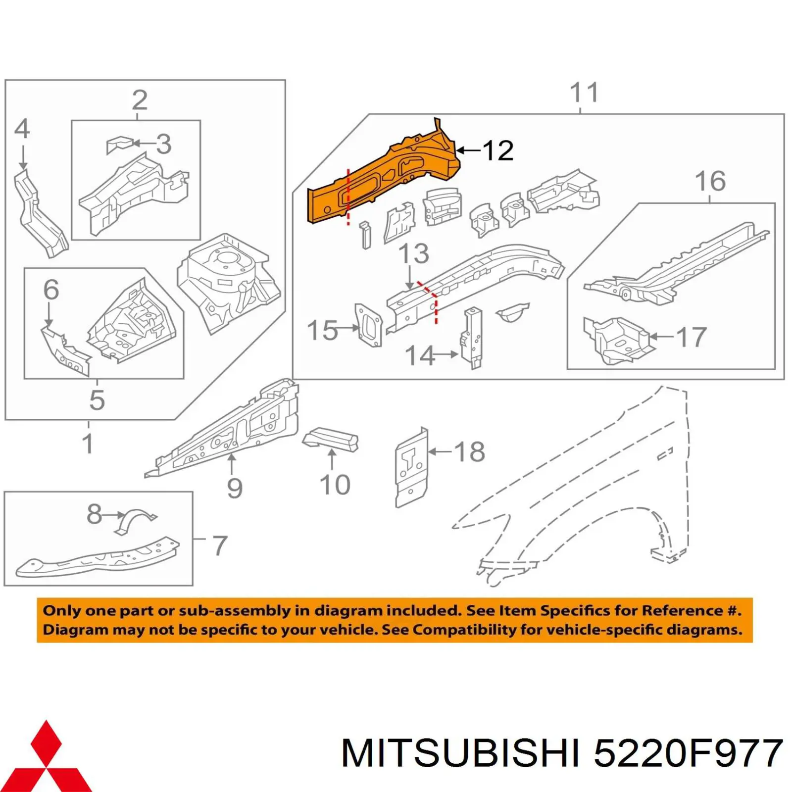 5220F977 Mitsubishi Escudo protetor contra o barro de arco dianteiro do pára-lama
