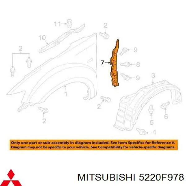 5220F978 Mitsubishi Escudo protetor contra o barro de arco dianteiro do pára-lama