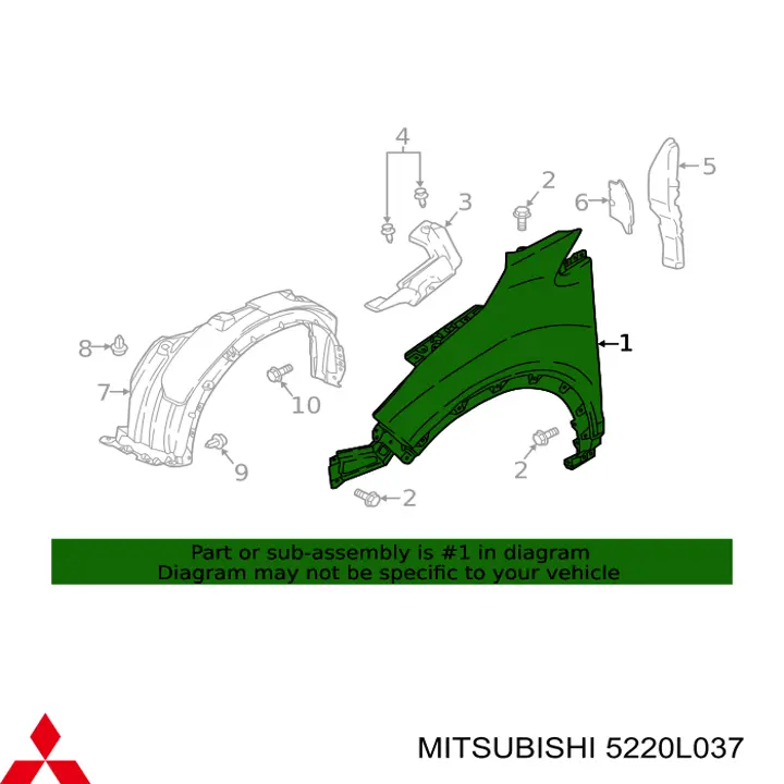 5220L037 Mitsubishi Pára-lama dianteiro esquerdo