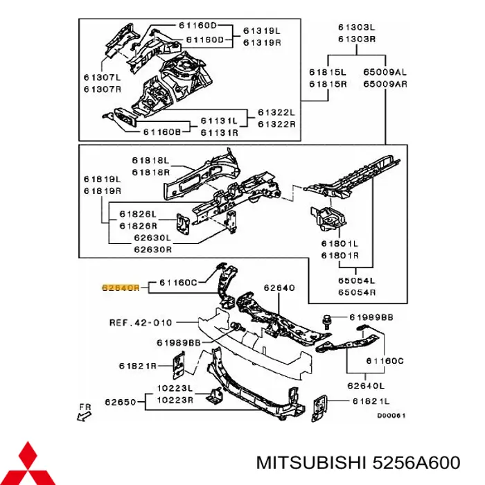 5256A600 Mitsubishi Suporte superior do radiador (painel de montagem de fixação das luzes)
