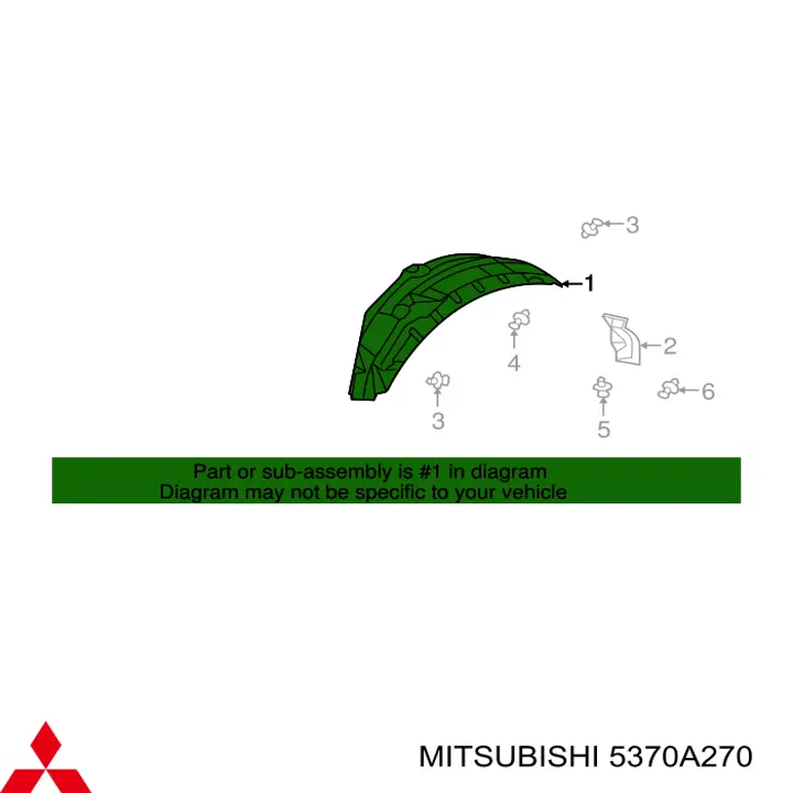 5370A270 Mitsubishi Guarda-barras do pára-lama traseiro direito