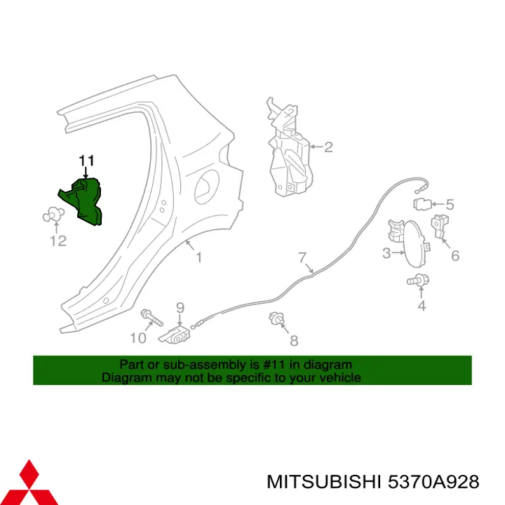 Guarda-barras do pára-lama traseiro direito Mitsubishi 5370A928 preço, a partir de 38,35 USD