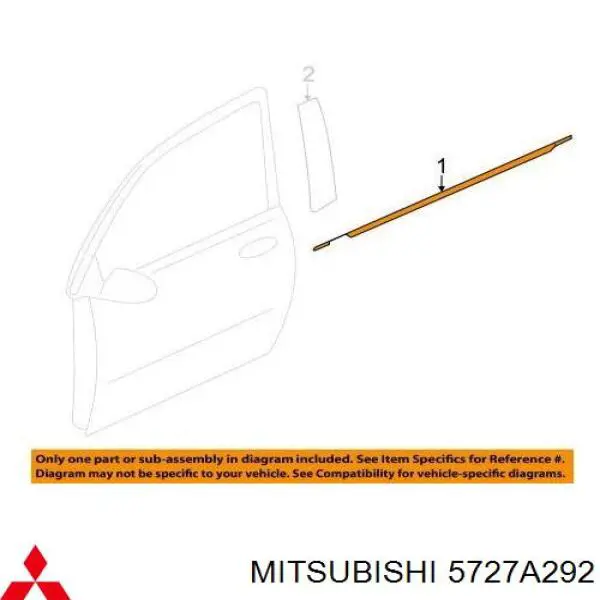 5727A292 Mitsubishi Moldura de vidro deslizante da porta dianteira direita