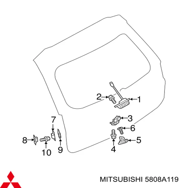 5808A119 Mitsubishi Fecho de tampa de porta-malas (de 3ª/5ª porta traseira)