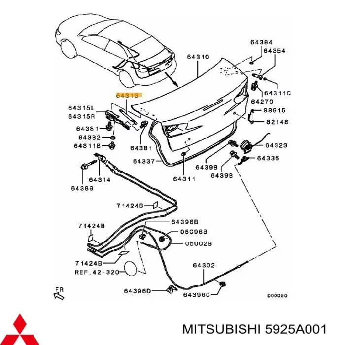 Amortecedor de tampa de porta-malas (de 3ª/5ª porta traseira) Mitsubishi 5925A001 preço, a partir de 7,89 USD