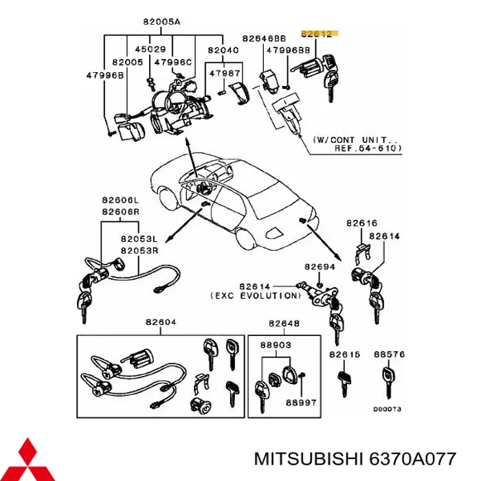 Trinco de fecho de ignição para Mitsubishi Lancer IX CSA